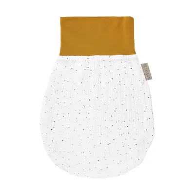 Produktbild von KraftKids Strampelsack Frühling Sommer Musselin goldene Punkte auf Weiß 80 cm lang (12-18 Monate)
