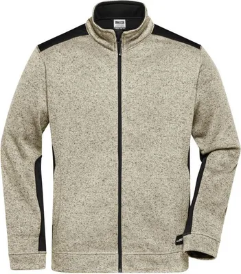 Produktbild von Pflegeleichte Strickfleece Jacke im Materialmix stone-melange/black, Gr. 5XL