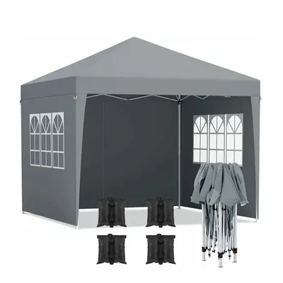 Image de gazebo 3x3m Outdoor, protection UV, tente réglable en hauteur pour événements, gris foncé