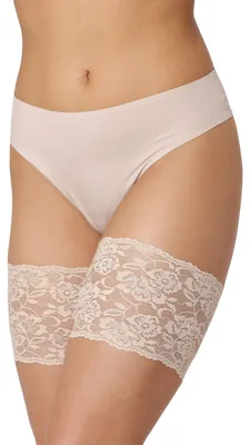 Produktbild von Merry Style Oberschenkelbänder Selbsttragende, elastische Oberschenkelbänder Anti-Reibung mit Spitze und Silikonbändern Oberschenkelband MS10-436 (Beige, 5XL) .