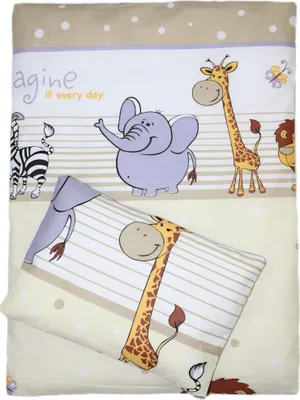 Produktbild von 4tlg Kinderwagenset Baby Bettwäsche für Kinderwagen Bezüge Decke Kissen 25. Safari Beige