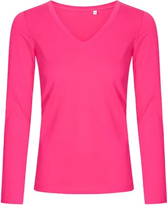 Immagine prodotto di X.O by Promodoro 1560 | Maglietta donna collo a V manica lunga, cotone pettinato - Colore: Bright Rose - Taglia: M