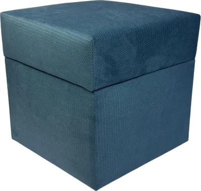 Obrázok produktu pre Velúrová stolička MAKALU 40x40 cm štvorcová s úložným priestorom - rozkladacia čalúnená stolička z plyšovej látky s lemovaním - modrá