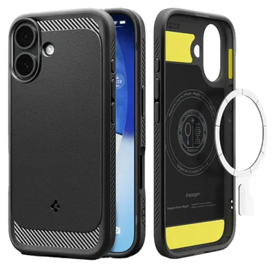 Produktbild von Spigen Rugged Armor (MagFit), Cover, Apple, iPhone 17, 16 cm (6.3"), Schwarz