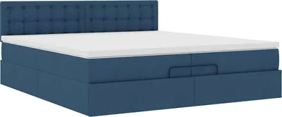 Produktbild von Ottoman-Bett mit Matratze Blau 200x200 cm Stoff