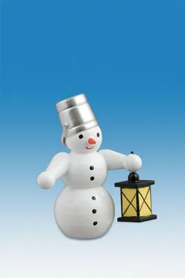 Produktbild von Holzfigur Schneemann mit Laterne Höhe 6,5cm NEU