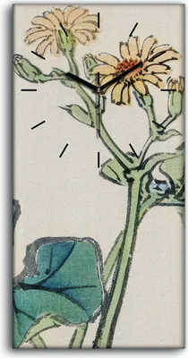 Produktbild von Dekor Leinwand Uhr Wandbilder 30x60 Malerei Asiatisch Blumen Blätter Kunst - schwarze Hände