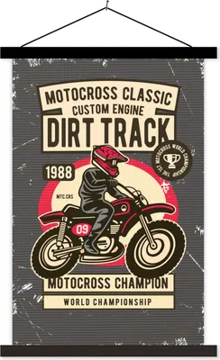 Produktbild von MuchoWow® Textilposter Motorrad - Retro - Zitat 120x180 cm mit schwarzem Rahmen - Fotos