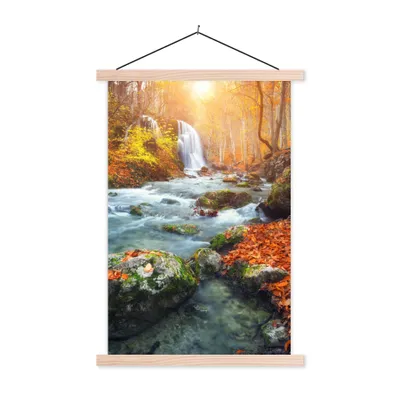 Produktbild von MuchoWow® Textilposter Natur - Sonne - Herbst 60x90 cm mit holzfarbenen Rahmen - Textil