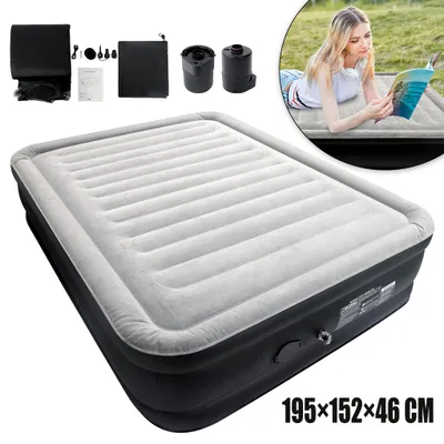 Obrázek produktu pro UISEBRT Vzduchová matrace Matrace Air Bed 2 Person, 200 x 155 x 46 cm Samonafukovací nafukovací matrace Vestavěná elektrická vzduchová pumpa a taška Guest Bed Camping