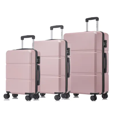 Produktbild von yonsly Premium Reisekoffer TSA-Schloss,YKK-Reißverschluss Hartschalen-Koffer Kabinenkoffer Rollkoffer Suitcase Handgepäck (Roségold, M-L-XL-Set)