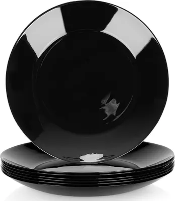 Produktbild von Schwarze Essteller aus Glas, 25,5 cm, 6er-Set