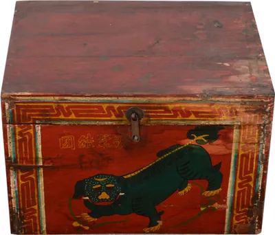 Image de Fine Asianliving Ancienne boîte chinoise peinte à la main Mythe chinois L42xP35xH25cm
