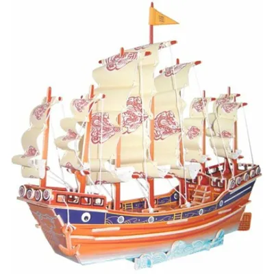 Produktbild von WOODEN TOY , WCK 3D Puzzle Chinesisches Segelschiff in Farbe