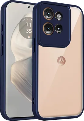Image de Coque pour Motorola Edge 50 transparente avec cadre en TPU, antichoc Bleu