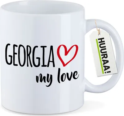 Produktbild von Huuraa Kaffeetasse Georgia my love 330ml Weiß Keramik Kaffeebecher Geschenkidee