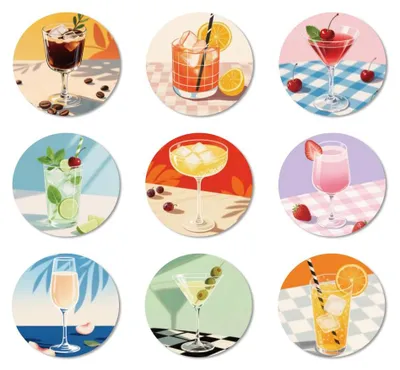 Productafbeelding van Drankonderzetters voor cocktails - 9 stuks - Van hout - Voor thuisgebruik