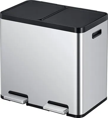 Image de EKO - Essential 1 Recycler Poubelle à pédale 22+22 litres - Acier inoxydable Plastique - Acier inoxydable mat