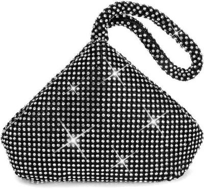 Obrázok produktu pre Čierna kabelka typu clutch s kamienkami na večerné príležitosti