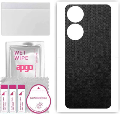 Produktbild von apgo Rückseite Schutzfolie, Skin, kompatibel mit Vivo Y100A, Hinten Displayschutzfolie aus Vinylfolie, kratzfest, einfache Montage - Schwarze Honigwabe