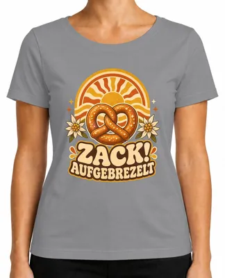 Productafbeelding van Zack! Broodje met kaas, Edelweiß, Beierse traditionele kleding, dames T-shirt, grijs, maat L