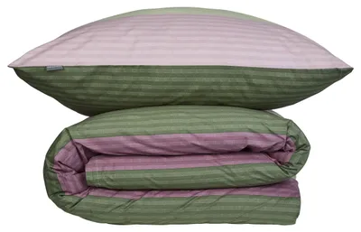 Produktbild von Schiesser Bettwäscheset Vendi | 2-teilig | Gestreift | Renforcé | 100 % Baumwolle | Reißverschluss | 135x200cm + 80x80cm | Grün
