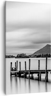 Produktbild von Bild auf Leinwand - Leinwandbild - Einteilig - Schwarzweiß Landschaft See - 55x100cm - Wand Bild - Wanddeko - Wandbilder - Leinwanddruck - Bilder - Wanddekoration - Leinwand bilder - PA55x100-4321