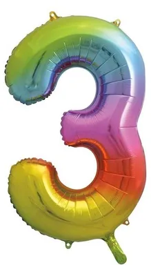 Produktbild von Folienballon Zahl 3 bunt regenbogen