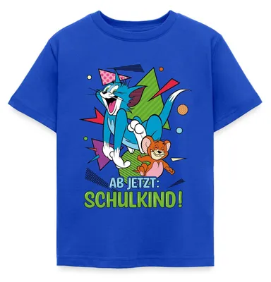 Produktbild von Spreadshirt Tom Und Jerry Ab Jetzt: Schulkind Kinder T-Shirt, 122/128 (7-8 Jahre), Royalblau