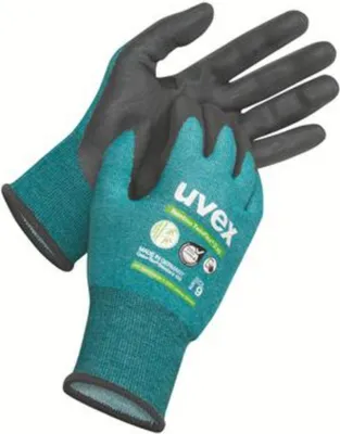 Produktbild von Uvex 60090, Fabrik-Handschuhe, Schwarz, Grün, Erwachsener, Unisex, Schnittfest, 1 Stück(e)