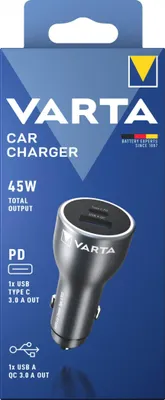 Productafbeelding van VARTA 57933101111 VARTA Kfz-Ladeadapter schwarz, 45 Watt / VA