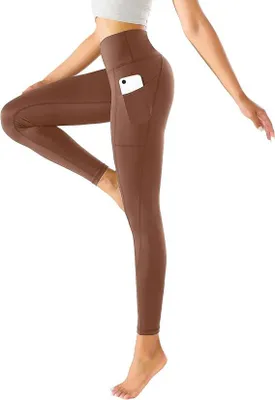 Produktbild von Leggings Damen Lange High Waist Alltag, Yogahose Damen Lang mit Taschen, Sporthose Laufhose Activewear Wolkenweich für Damen Blickdicht, Bauchweg, Gebürstet