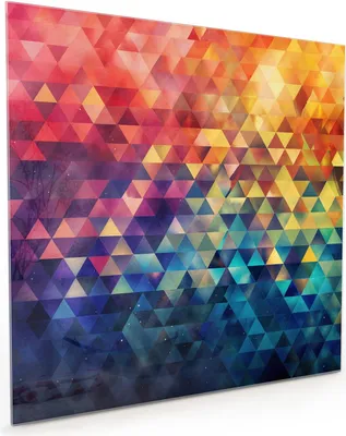 Produktbild von Küchenrückwand Spritzschutz Glas mit Motiv Bunte Dreiecke 40 x 40 cm