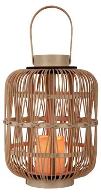 Produktbild von LED Dekoleuchte "KORBINIAN" Inkl. Timer, ca. 42 cm hoch, aus naturfarbenem Rattan – Timerfunktion – Schiebeschalter