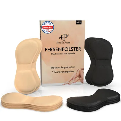 Produktbild von Health Press® Fersenpolster für zu große Schuhe – 12Stk. Fersenkissen - Schuheinlagen
