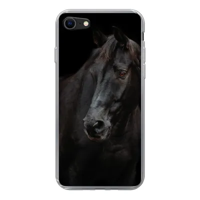 Produktbild von MuchoWow® Handyhülle Schutzhülle Hülle für iPhone SE 2020 Pferd - Leicht - Schwarz Silikon Softcase Handy Hülle - Kartenbesitzer