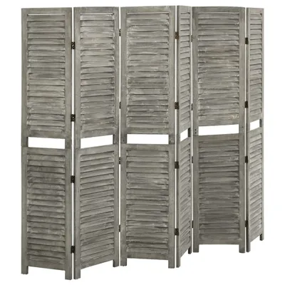 Produktbild von vidaXL 6-tlg. Raumteiler Grau 214x166 cm Massivholz