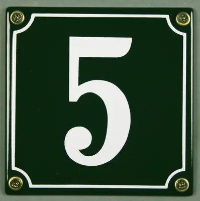 Produktbild von Hausnummernschild 5 grün 12x12 cm  Schild Emaille Hausnummer Haus Nummer Zahl Ziffer