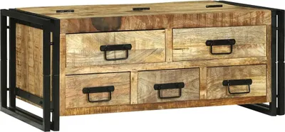 Productafbeelding van Salontafel met lade Bruin 90 x 50 x 38 cm Massief Mango Hout