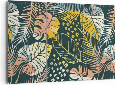 Produktbild von Bild auf Leinwand - Leinwandbild - 3 Teile - Blätter modern bunt - 165x110cm - Wand Bild - Wanddeko - Wandbilder - Leinwanddruck - Bilder - Wanddekoration - Leinwand bilder - Wandbild - CE165x110-4630