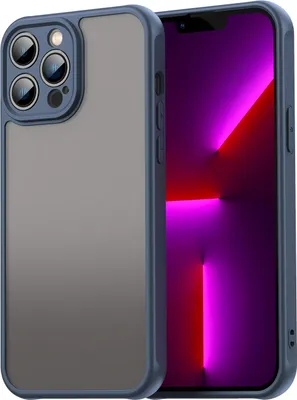 Immagine prodotto di Custodia per iPhone 13 Pro Max, retro traslucido opaco con protezione della fotocamera, custodia protettiva antiurto Blu