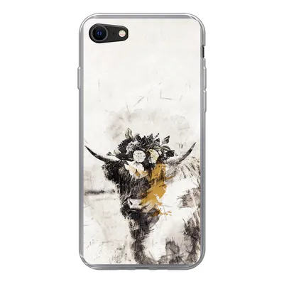 Produktbild von MuchoWow® Handyhülle Schutzhülle Hülle für iPhone 7 Schottischer Highlander - Farbe - Blumen Silikon Softcase Handy Hülle - Kartenhalter