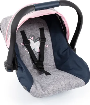 Produktbild von Bayer Design 67927AA Puppeautositz mit Dach, verstellbarer Griff, Sicherheitsgurt, für Puppen bis 46 cm, Schmetterling