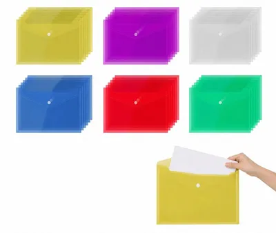 Produktbild von A4-Farbig sortierbare Dokumentenordner - 36 Stück - Transparent mit Verschlussknopf