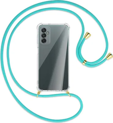 Produktbild von Handykette Backcover-Schutzhülle mit Band (Metall goldfarben) für Samsung Galaxy M23 - türkis