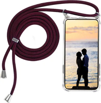 Produktbild von Handyhülle zum umhängen für Samsung Galaxy S22 Ultra Handykette Tpu Schutzhülle mit Schnur Band Seil Case Kordel Weinrot