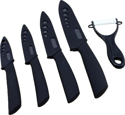 Obrázek produktu pro Profesionální sada keramických kuchyňských nožů s pouzdry, super ostré, odolné proti korozi a skvrnám (15 cm šéfkuchařský nůž, 13 cm univerzální nůž, 10 cm nůž na ovoce, 7,5 cm loupací nůž, škrabka)