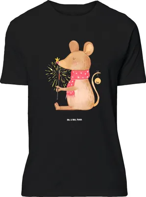 Produktbild von Mr. & Mrs. Panda Größe XL T-Shirt Maus Weihnachten - Schwarz - Geschenk, Tshirt, mit Spruch, Shirt, Weihnachtsgruß, Frohe, Weihnachtsmotiv, Weihnachtswunder