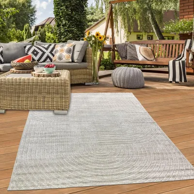 Zdjęcie produktu dla Nowoczesny dywan zewnętrzny odporny na warunki atmosferyczne taras balkon styl boho wysoka jakość łatwy w pielęgnacji beżowy rozmiar - 160 x 220 cm
