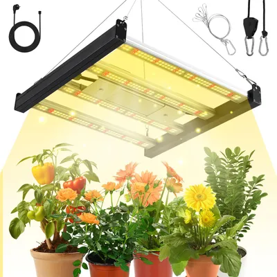 Immagine prodotto di Lampada LED per piante Eikuavons da 120 W, spettro completo, dimmerabile, 4 strisce luminose, lampada per coltivazione indoor, nera